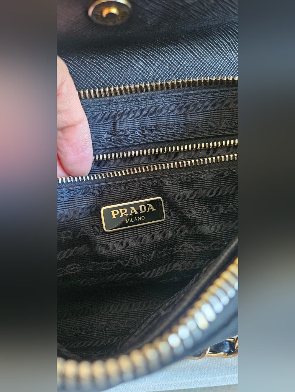 Authentic Prada Tessuto & Saffiano Crossbody Bag / Clutch (Nero/Black) - Picture 9 of 14